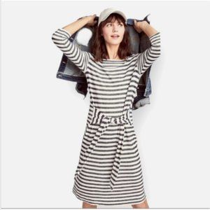 Anthropologie t.la Navy & Cream Striped Cotton Shift Dress 3/4 Sleeve Size Small